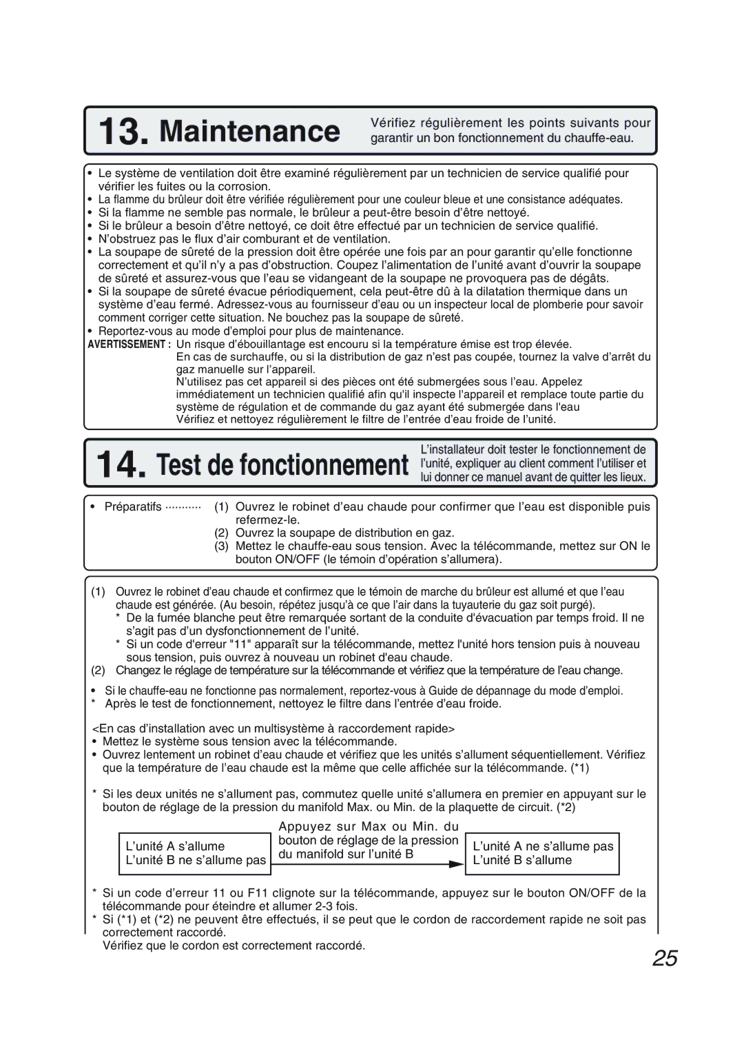 Pentax N-0751M-OD Vérifiez régulièrement les points suivants pour, Garantir un bon fonctionnement du chauffe-eau 