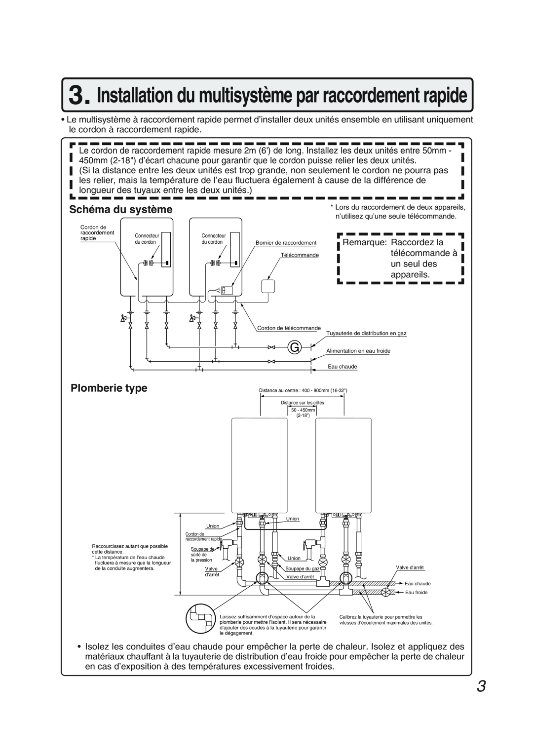 Pentax N-0751M-OD installation manual Schéma du système, Plomberie type 