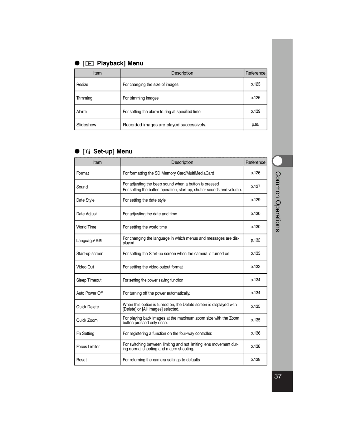 Pentax Optiio550 manual Playback Menu, Set-up Menu 