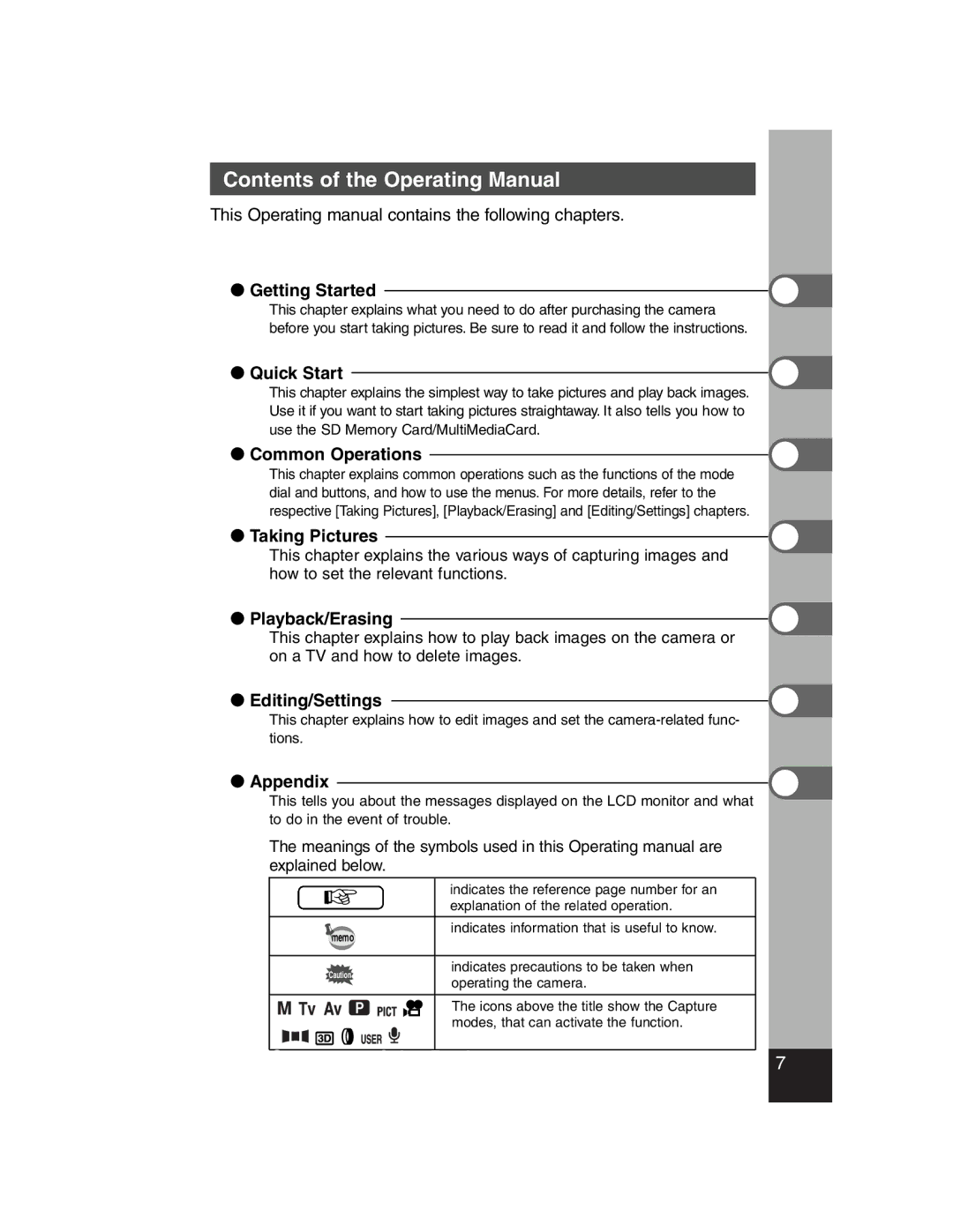 Pentax Optiio550 manual Contents of the Operating Manual, Contents of the Package 