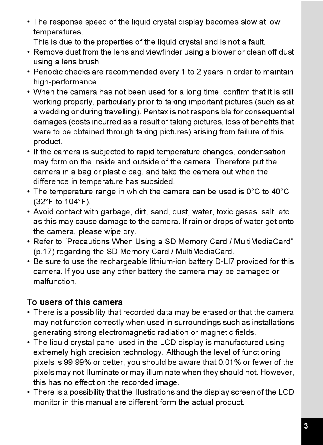 Pentax Optio 555 manual To users of this camera 