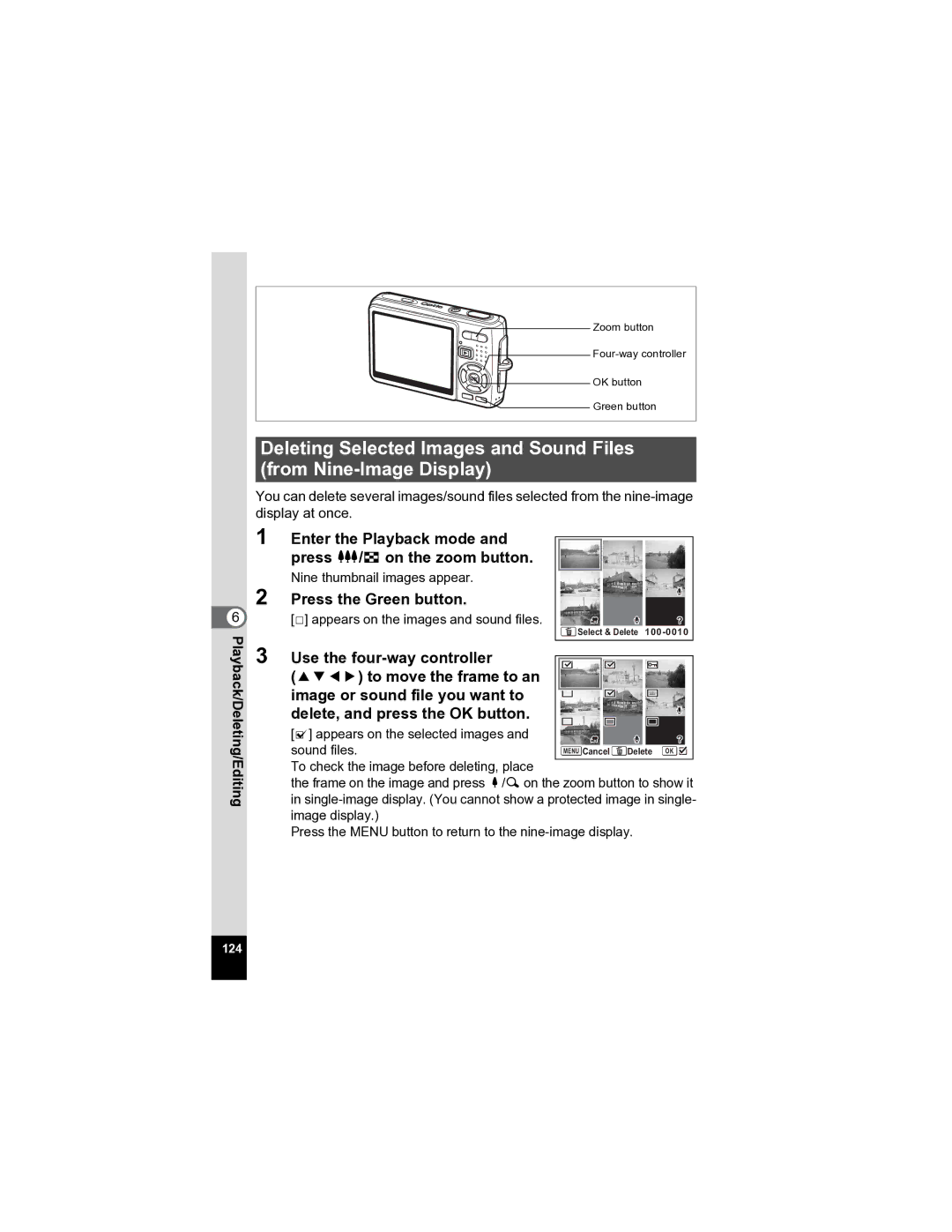 Pentax Optio A20 specifications Enter the Playback mode and press w/f on the zoom button 