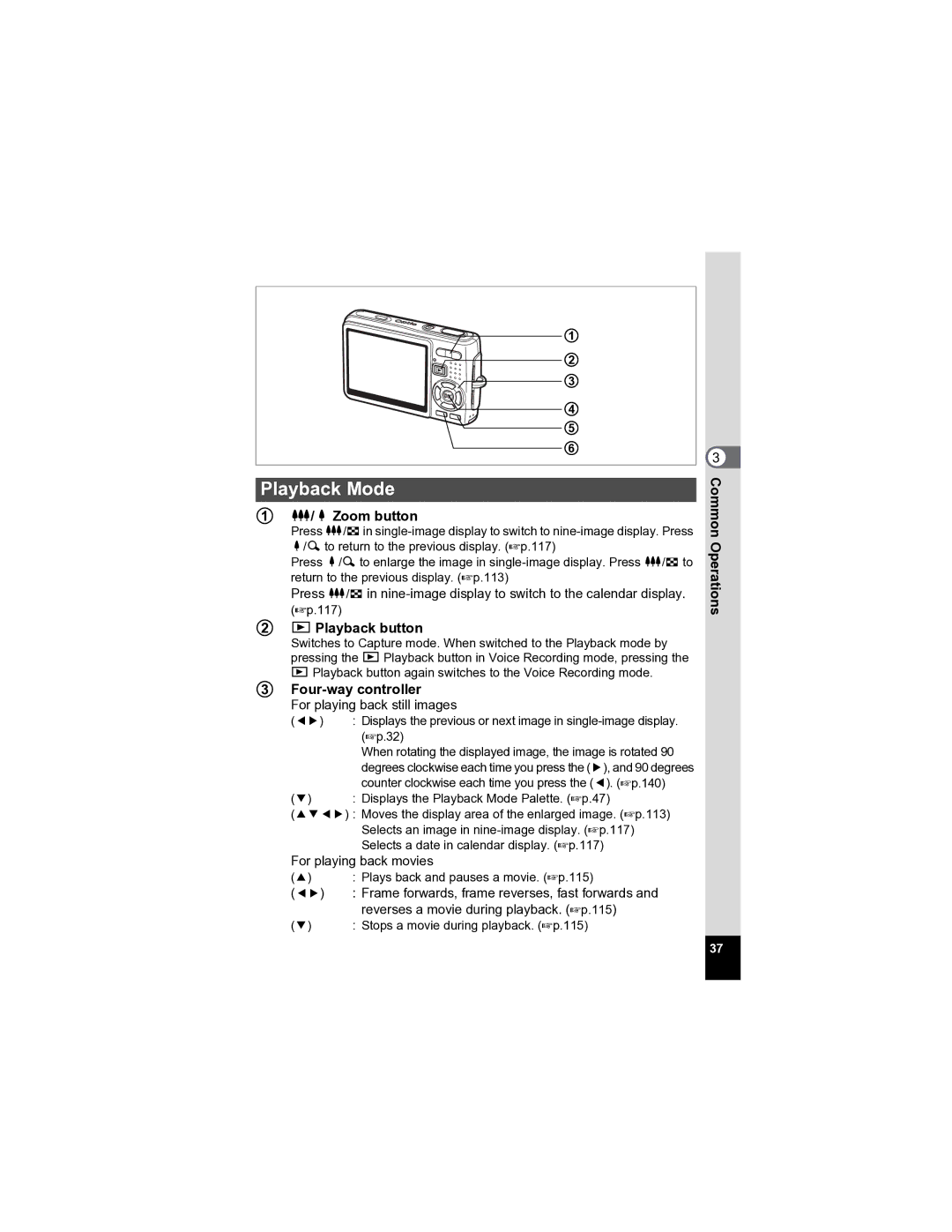 Pentax Optio A20 specifications Playback Mode 