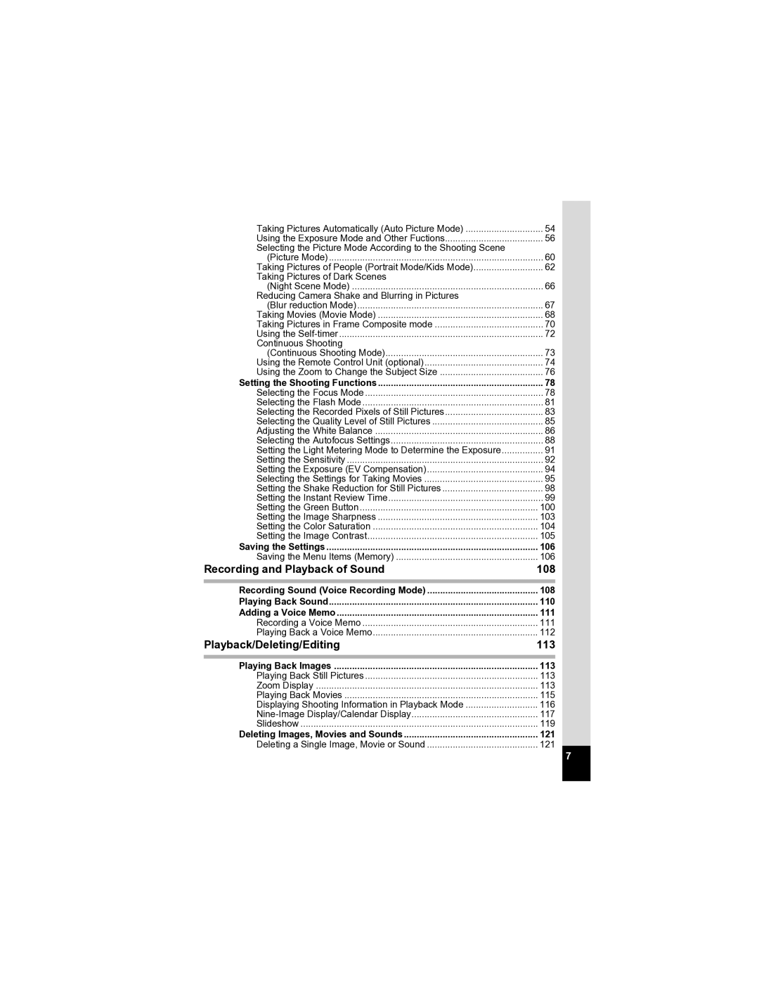 Pentax Optio A20 specifications Recording and Playback of Sound, Playback/Deleting/Editing 