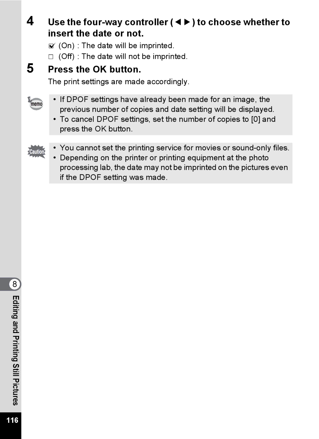 Pentax Optio MX4 specifications 116 