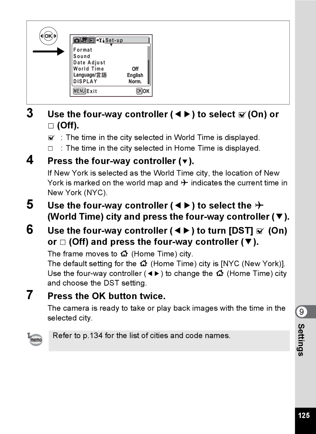 Pentax Optio MX4 specifications 125 