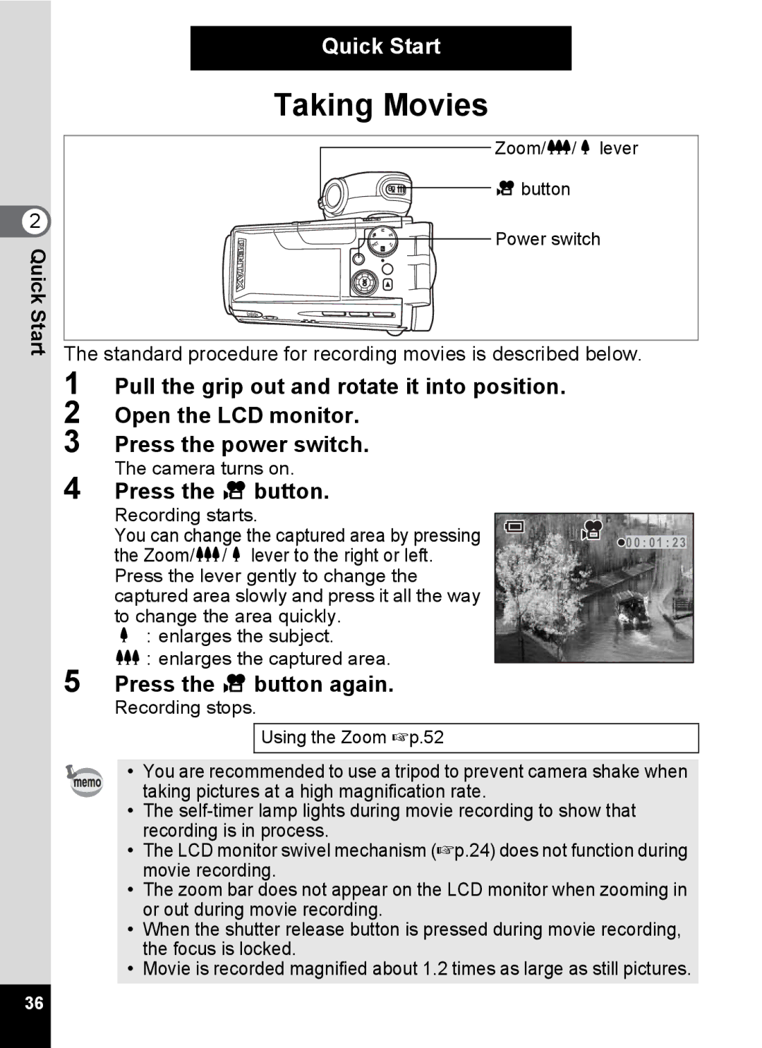 Pentax Optio MX4 specifications Press the C button again 