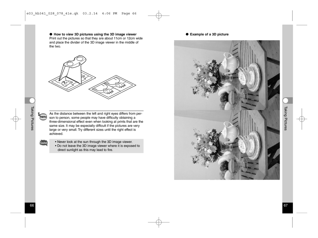 Pentax Optio S manual How to view 3D pictures using the 3D image viewer 