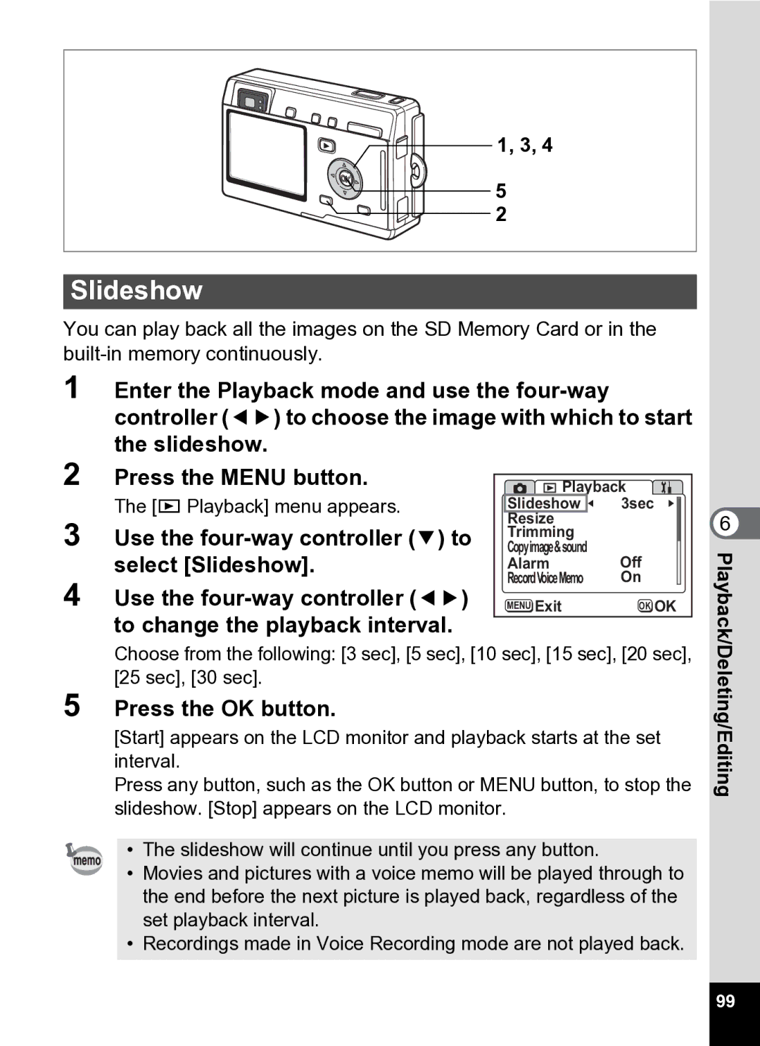 Pentax Optio S5i manual Slideshow 