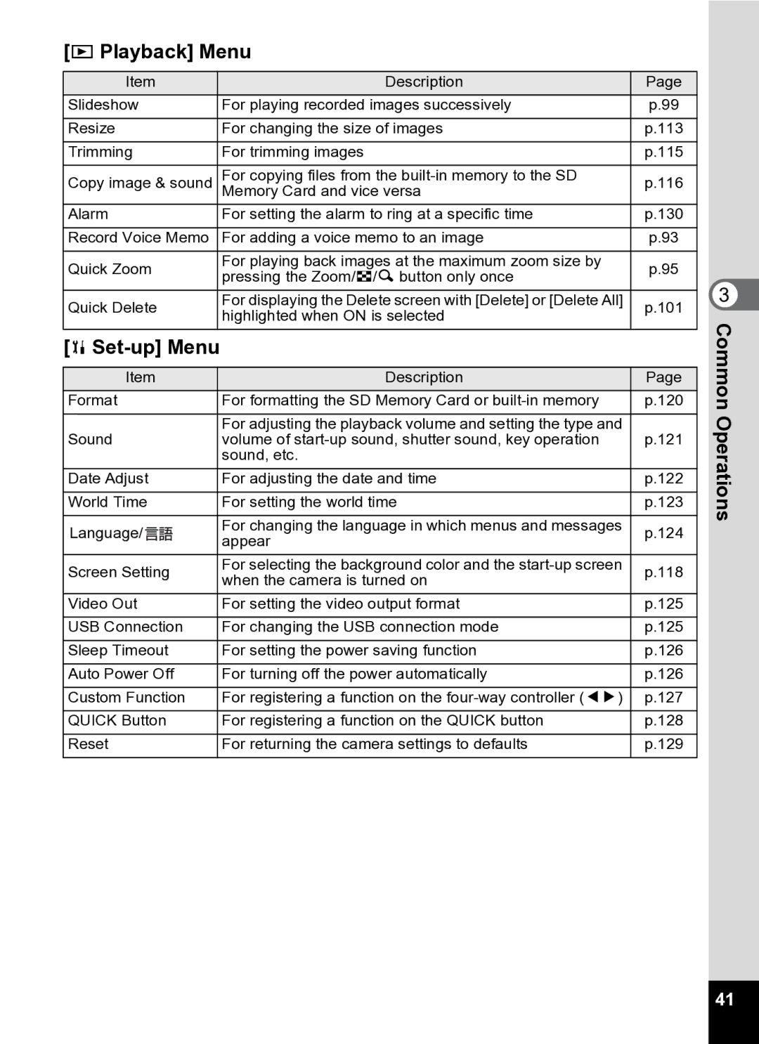 Pentax Optio S5i manual Playback Menu, Set-up Menu 