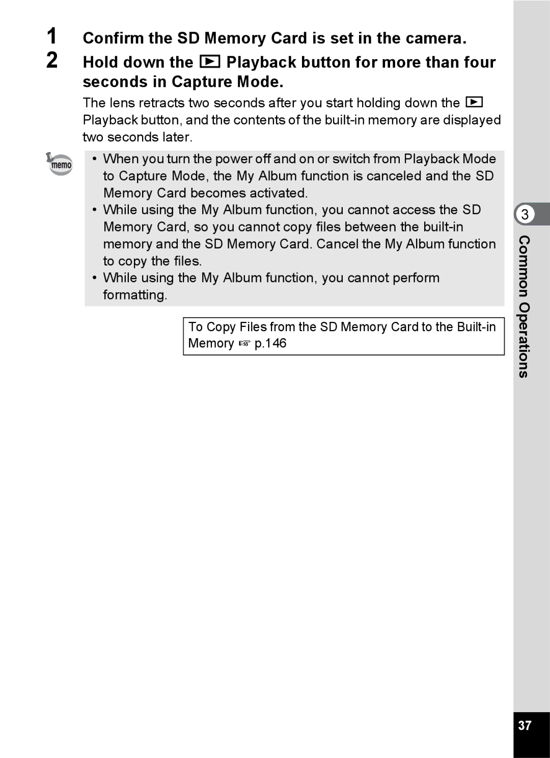 Pentax Optio S6 specifications CommonOperations 