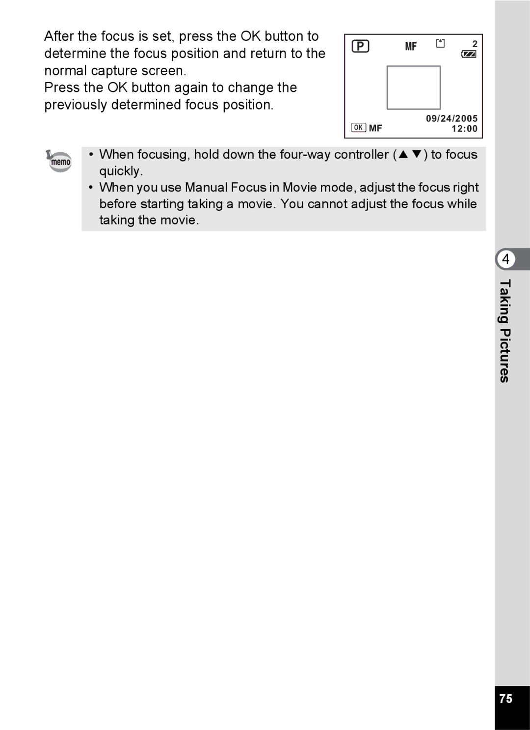 Pentax Optio S6 specifications Ok Mf 