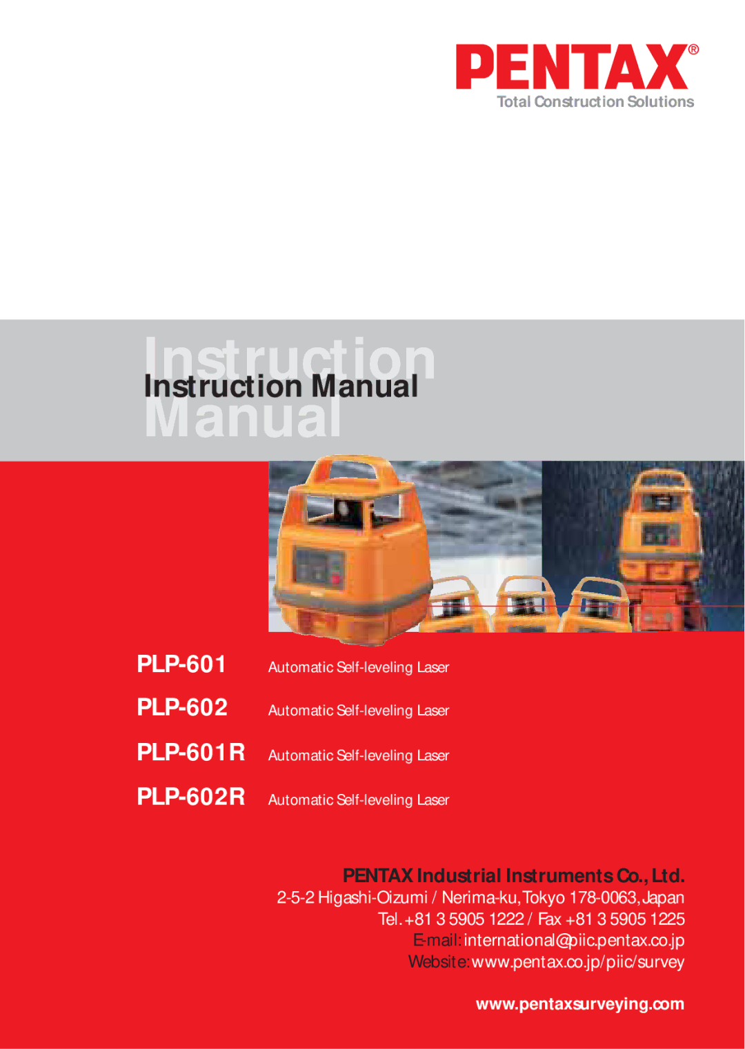 Pentax PLP-601R, PLP-602R instruction manual Instruction Manual 