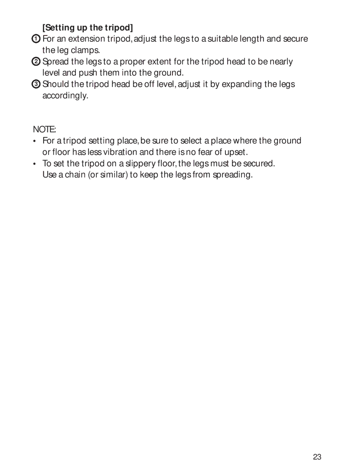 Pentax PLP-602R, PLP-601R instruction manual Setting up the tripod 