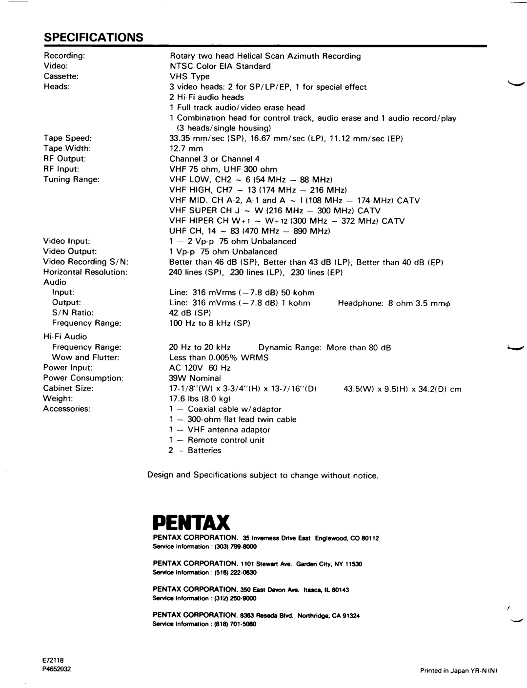 Pentax PV-T150A manual 