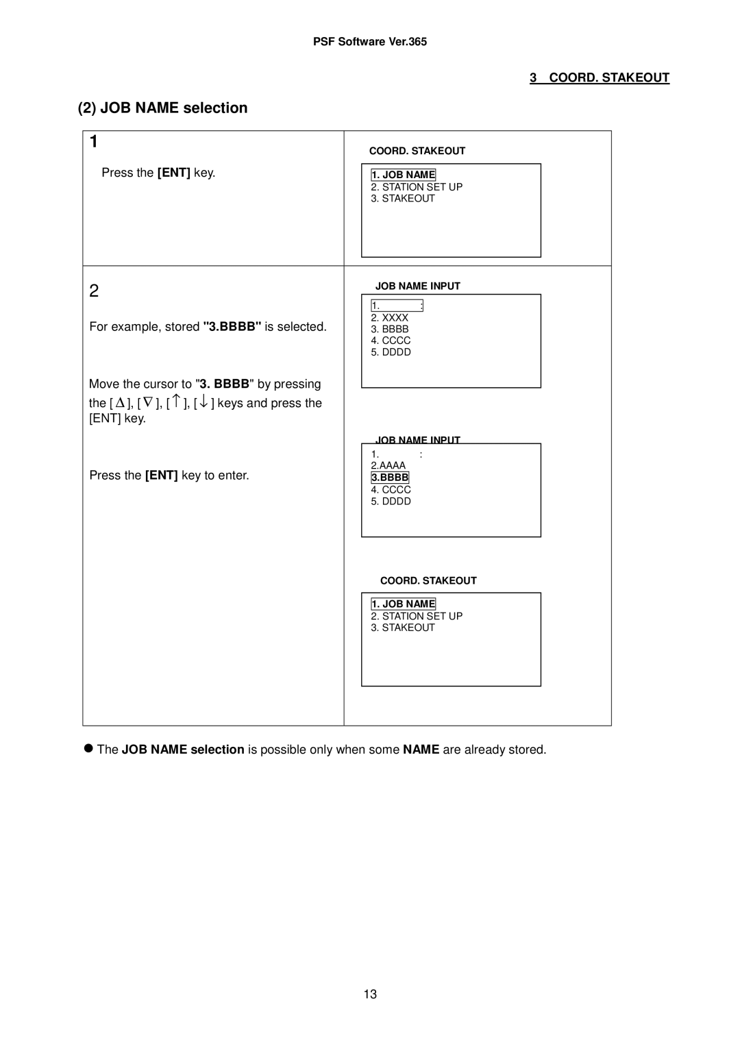 Pentax R326, R-325(N), R-335(N), R-323(N), R-322(N) instruction manual JOB Name selection 