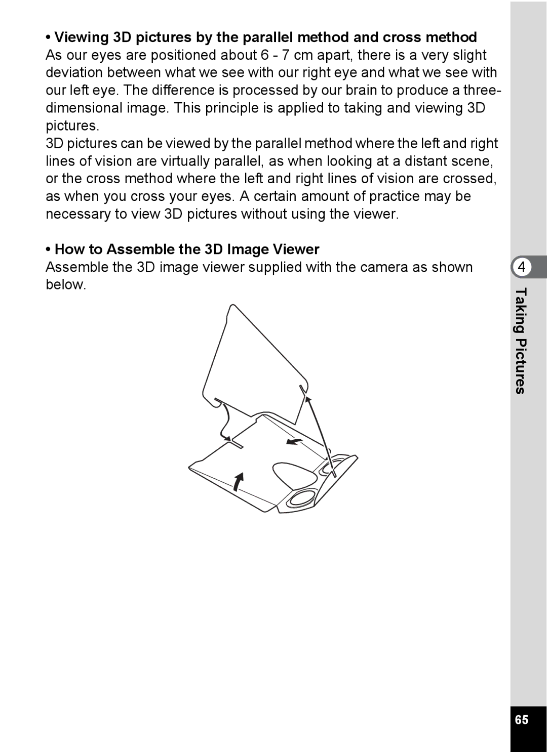 Pentax S4 manual How to Assemble the 3D Image Viewer 