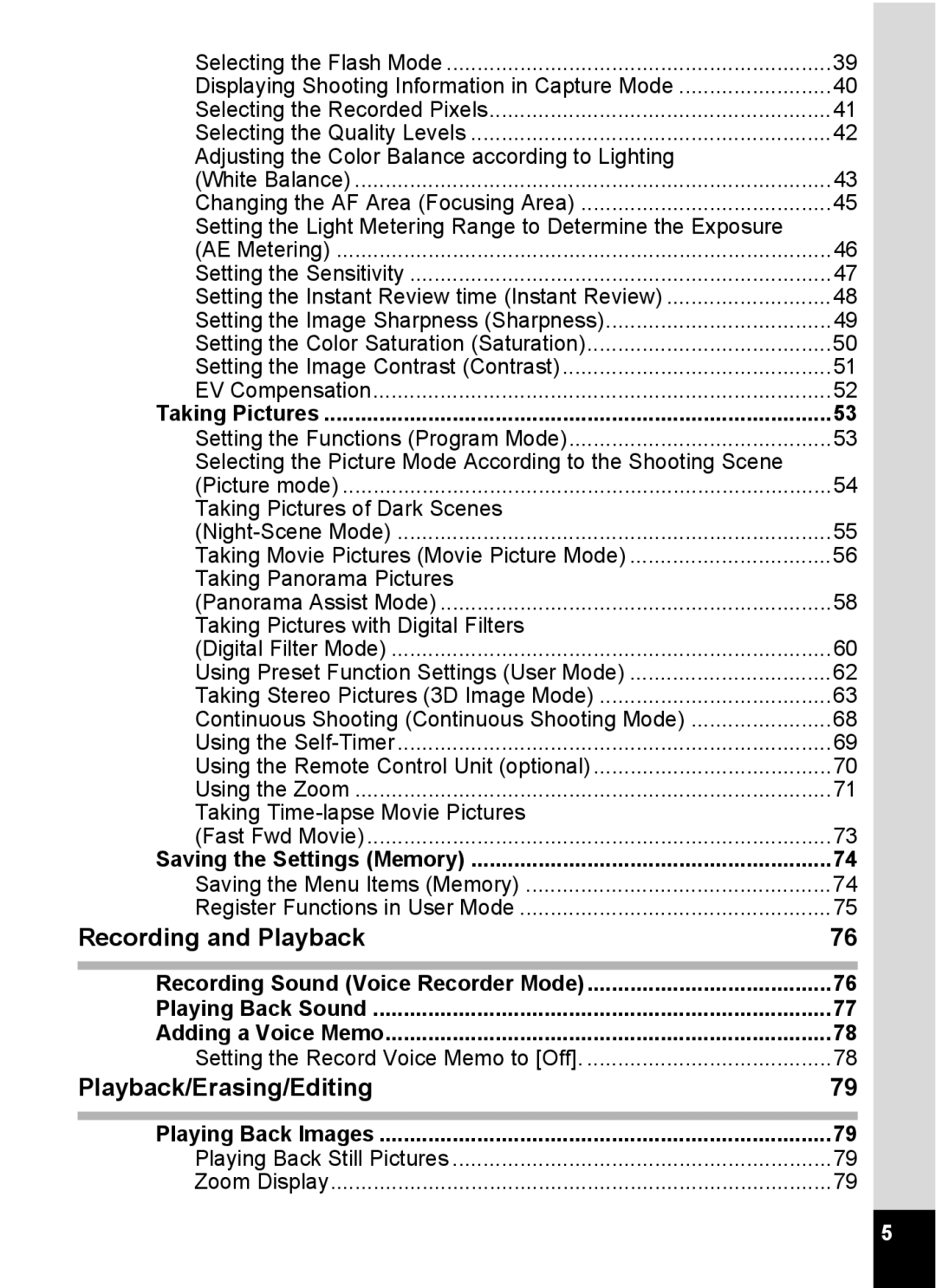 Pentax S4 manual Recording and Playback, Playback/Erasing/Editing 