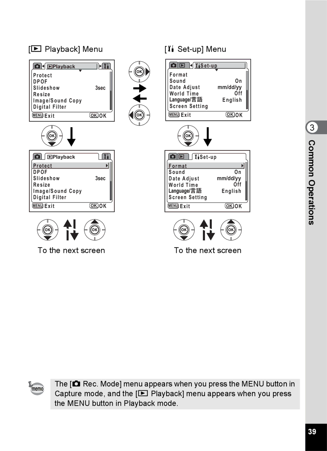 Pentax S45 specifications Playback Menu 