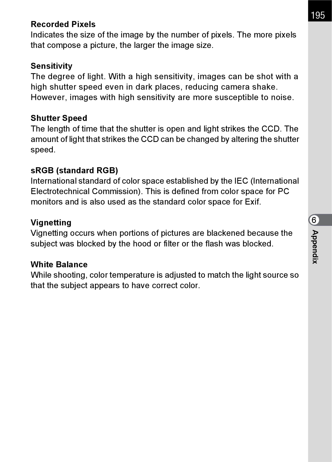 Pentax SLR specifications 195 