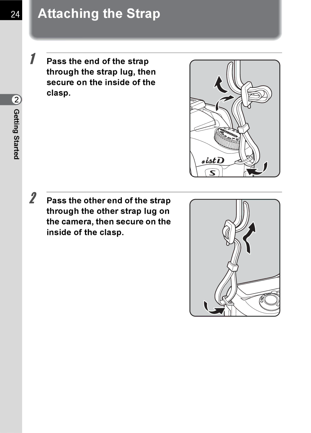 Pentax SLR specifications Attaching the Strap 