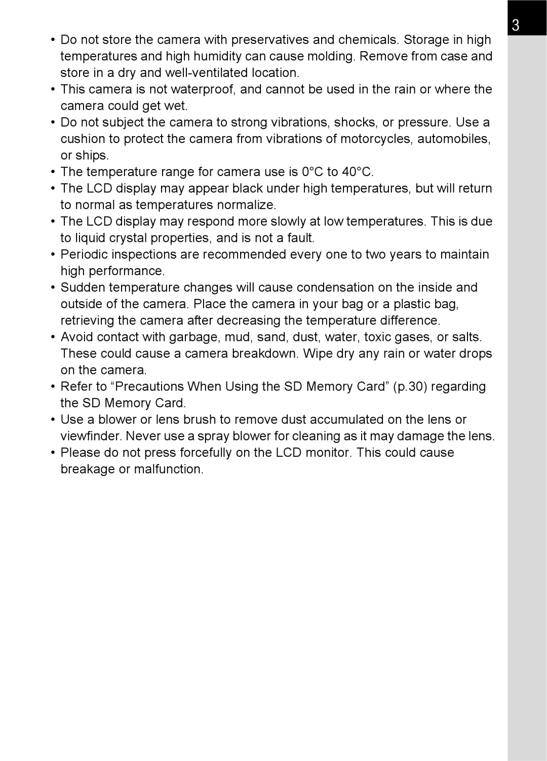 Pentax SLR specifications 