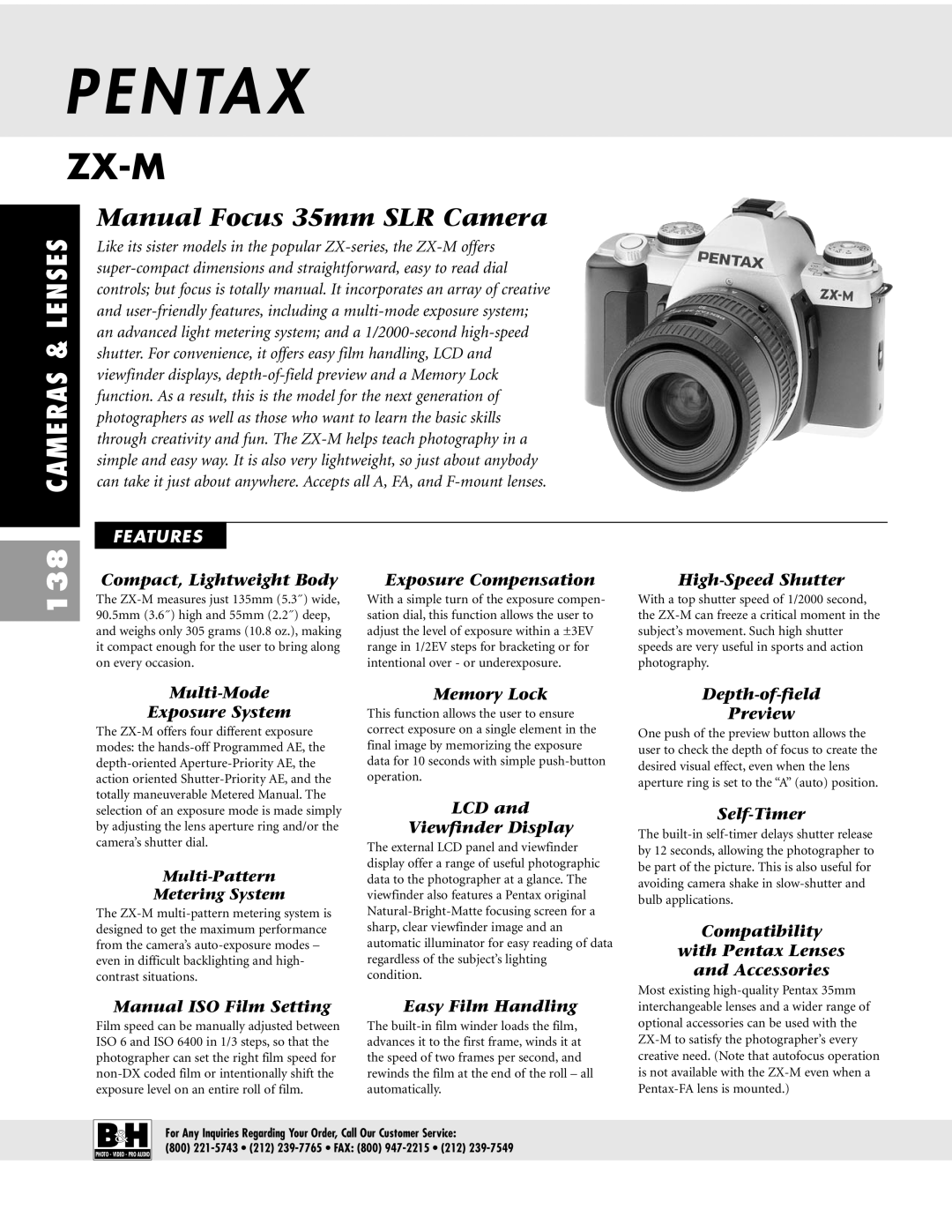 Pentax ZX-M dimensions N Ta, Zx-M, Manual Focus 35mm SLR Camera 