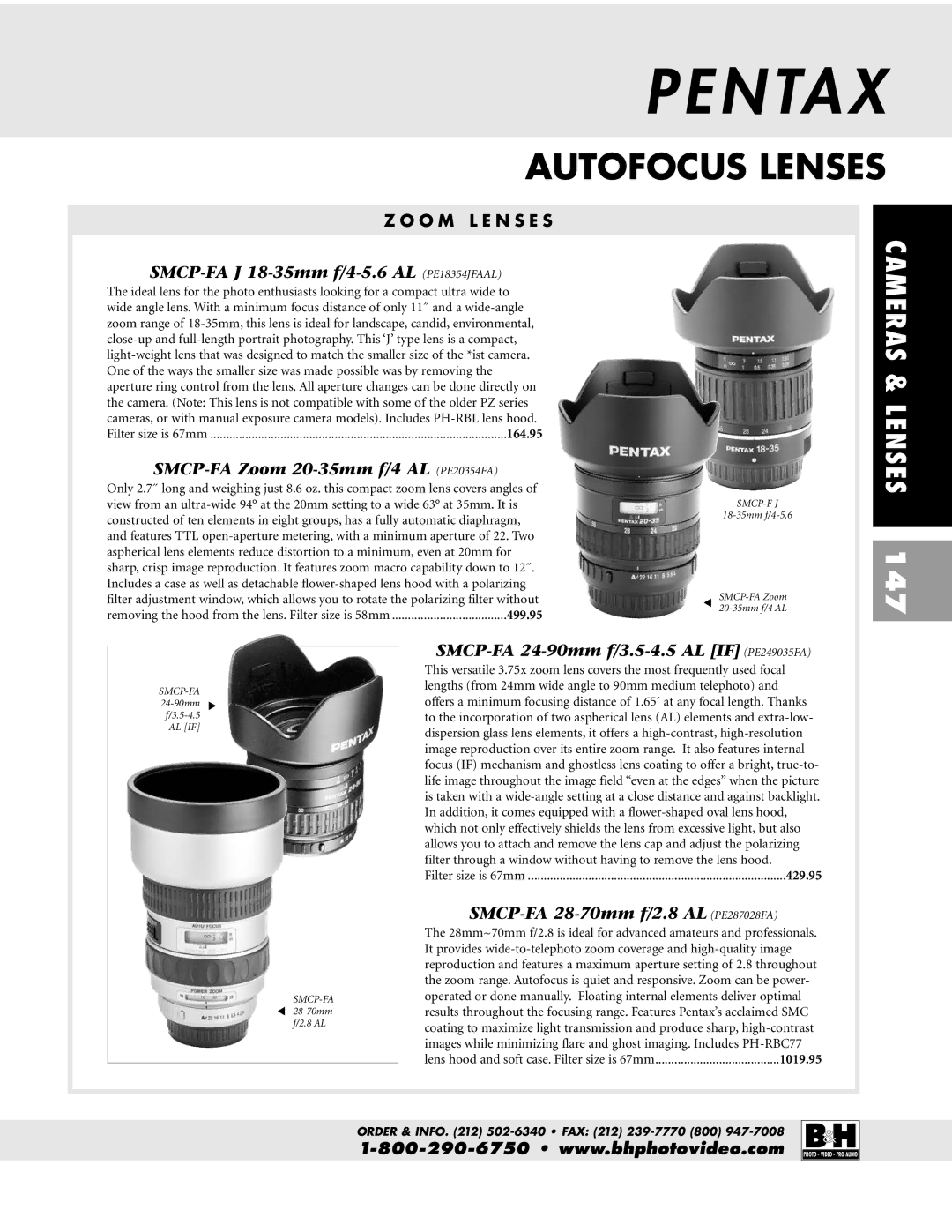 Pentax ZX-M dimensions SMCP-FA J 18-35mm f/4-5.6 AL PE18354JFAAL, SMCP-FA Zoom 20-35mm f/4 AL PE20354FA 