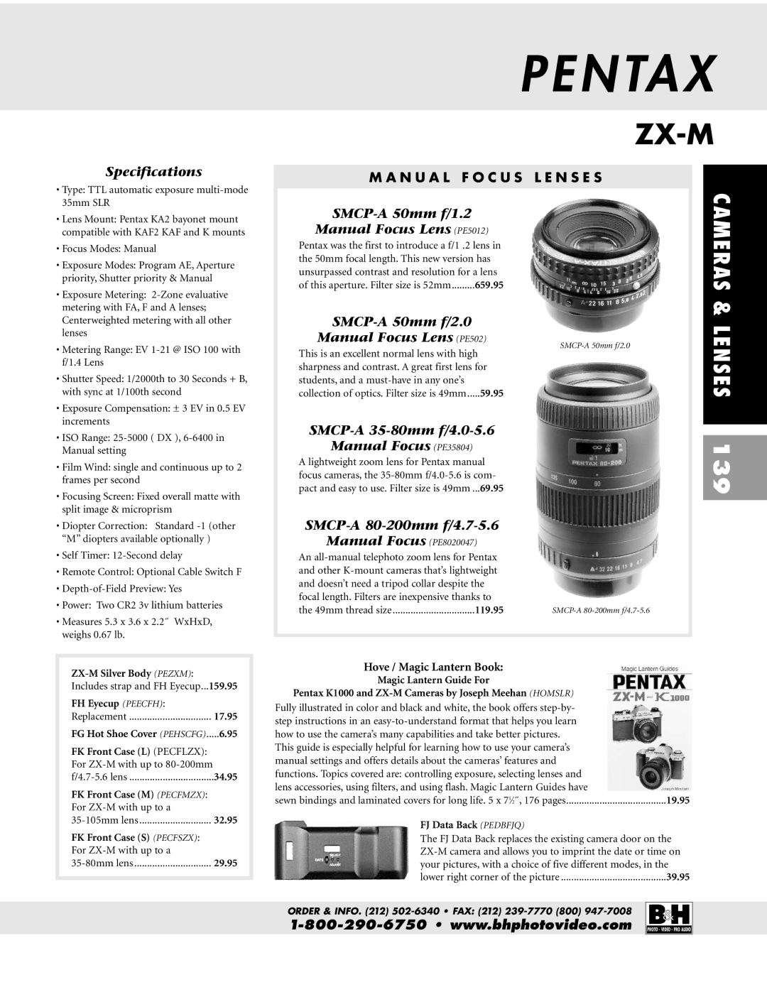 Pentax dimensions Specifications, ZX-M Silver Body Pezxm, Magic Lantern Guide For, FJ Data Back Pedbfjq 