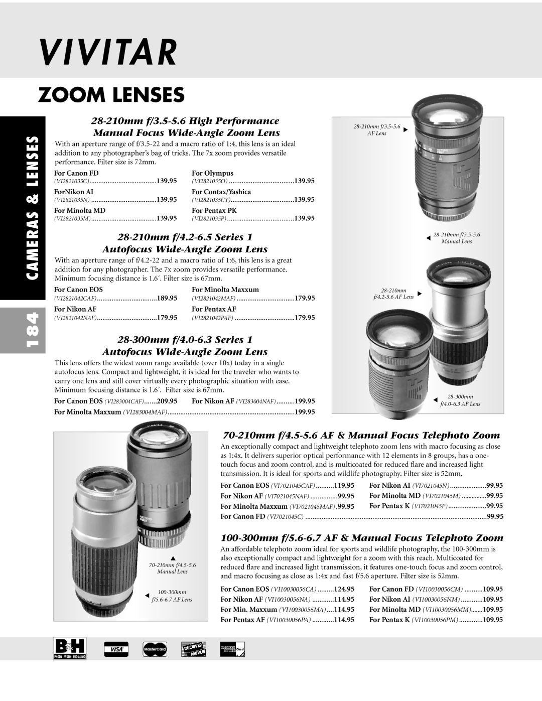 Pentax ZX-M dimensions Zoom Lenses 