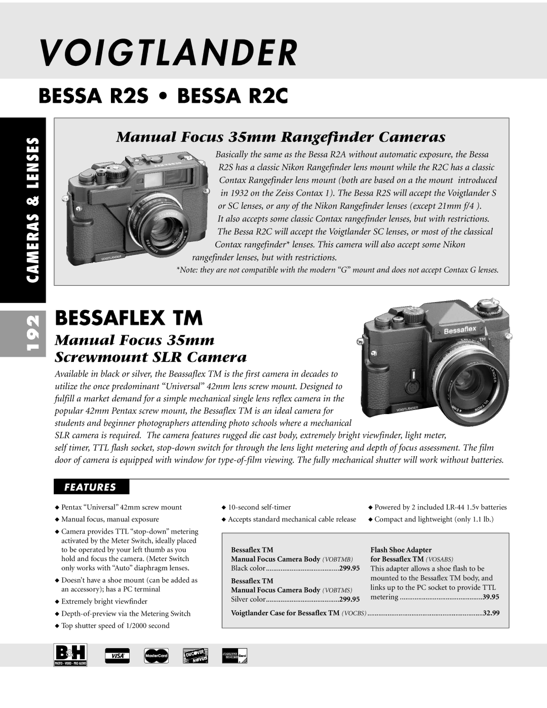 Pentax ZX-M Bessa R2S Bessa R2C, Bessaflex TM, Manual Focus 35mm Screwmount SLR Camera, Manual Focus Camera Body Vobtms 