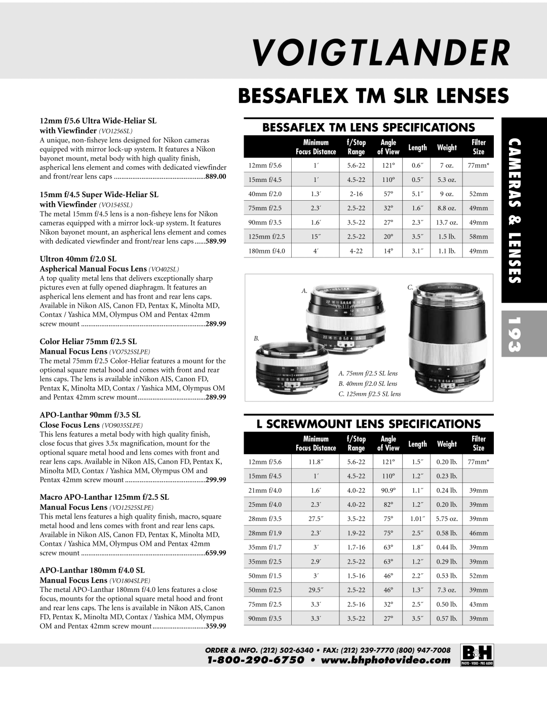 Pentax ZX-M dimensions Bessaflex TM SLR Lenses, 193 