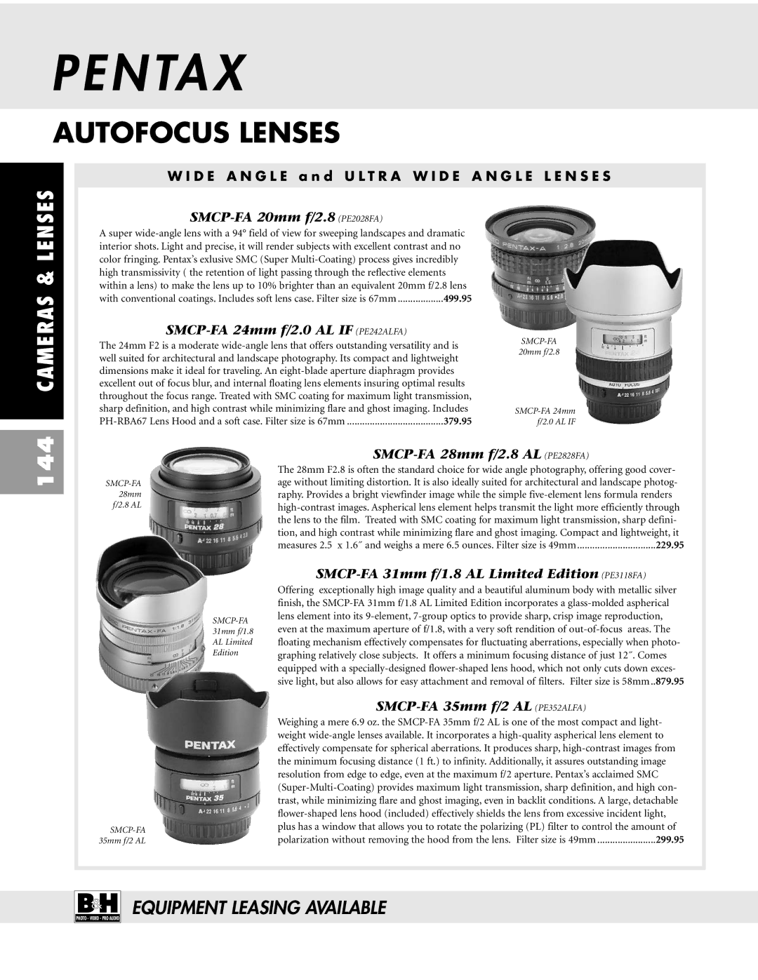 Pentax ZX-M dimensions Pentax, Autofocus Lenses, 144 