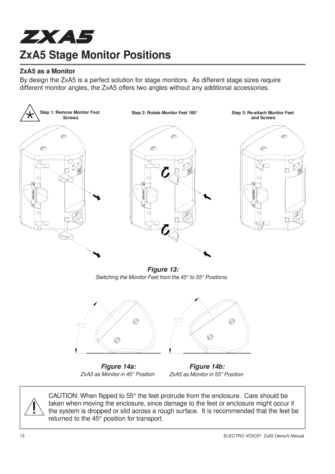 Pentax ZXA5-60, ZXA5-90 owner manual ZxA5 Stage Monitor Positions, ZxA5 as a Monitor 