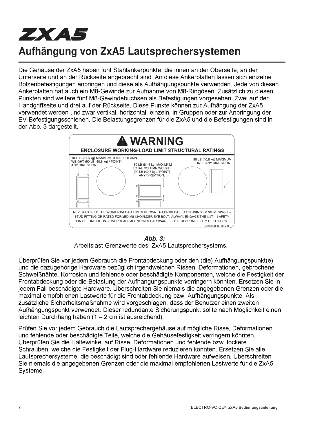 Pentax ZXA5-60, ZXA5-90 owner manual Aufhängung von ZxA5 Lautsprechersystemen 