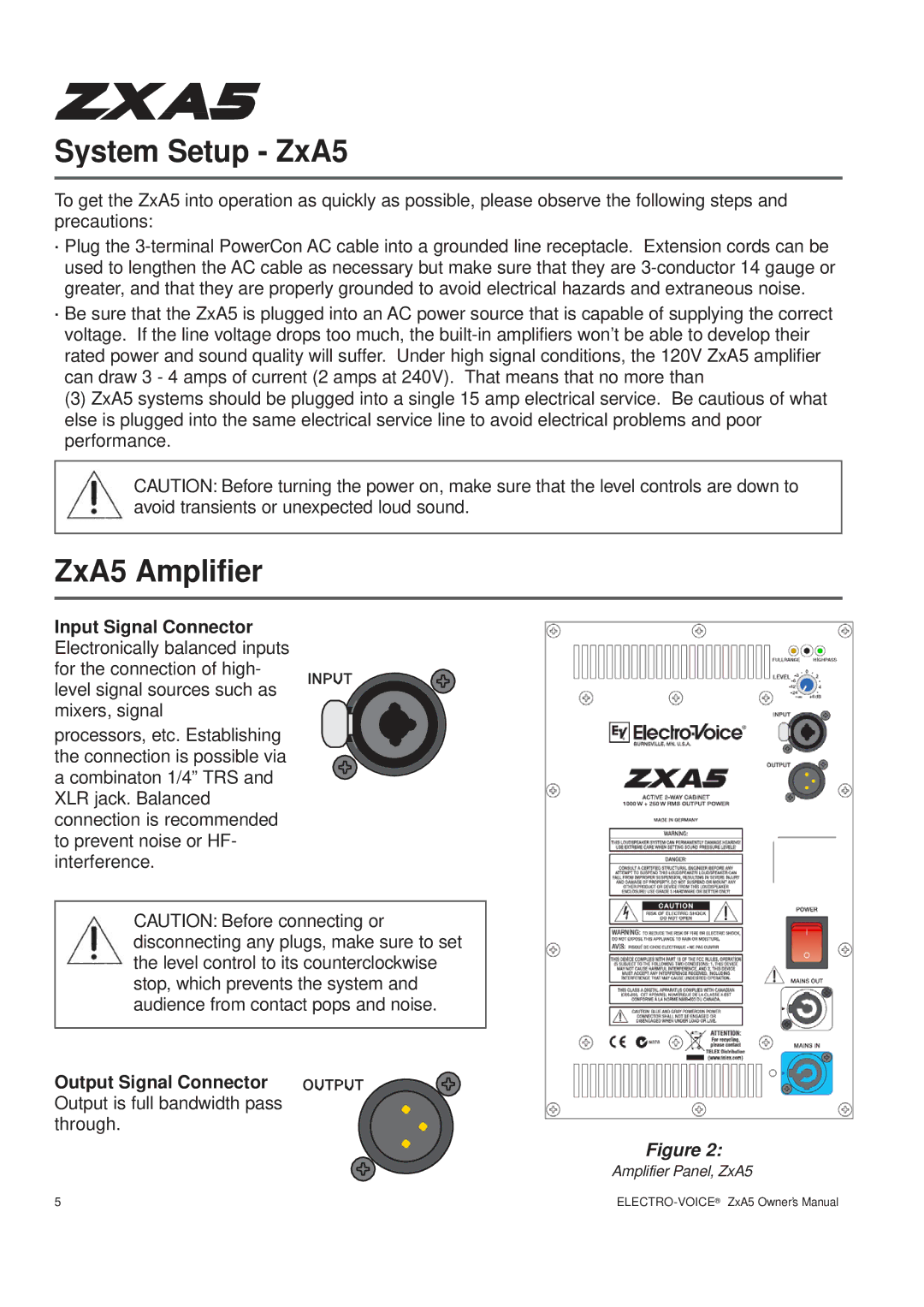 Pentax ZXA5-60, ZXA5-90 owner manual System Setup ZxA5, ZxA5 Amplifier 