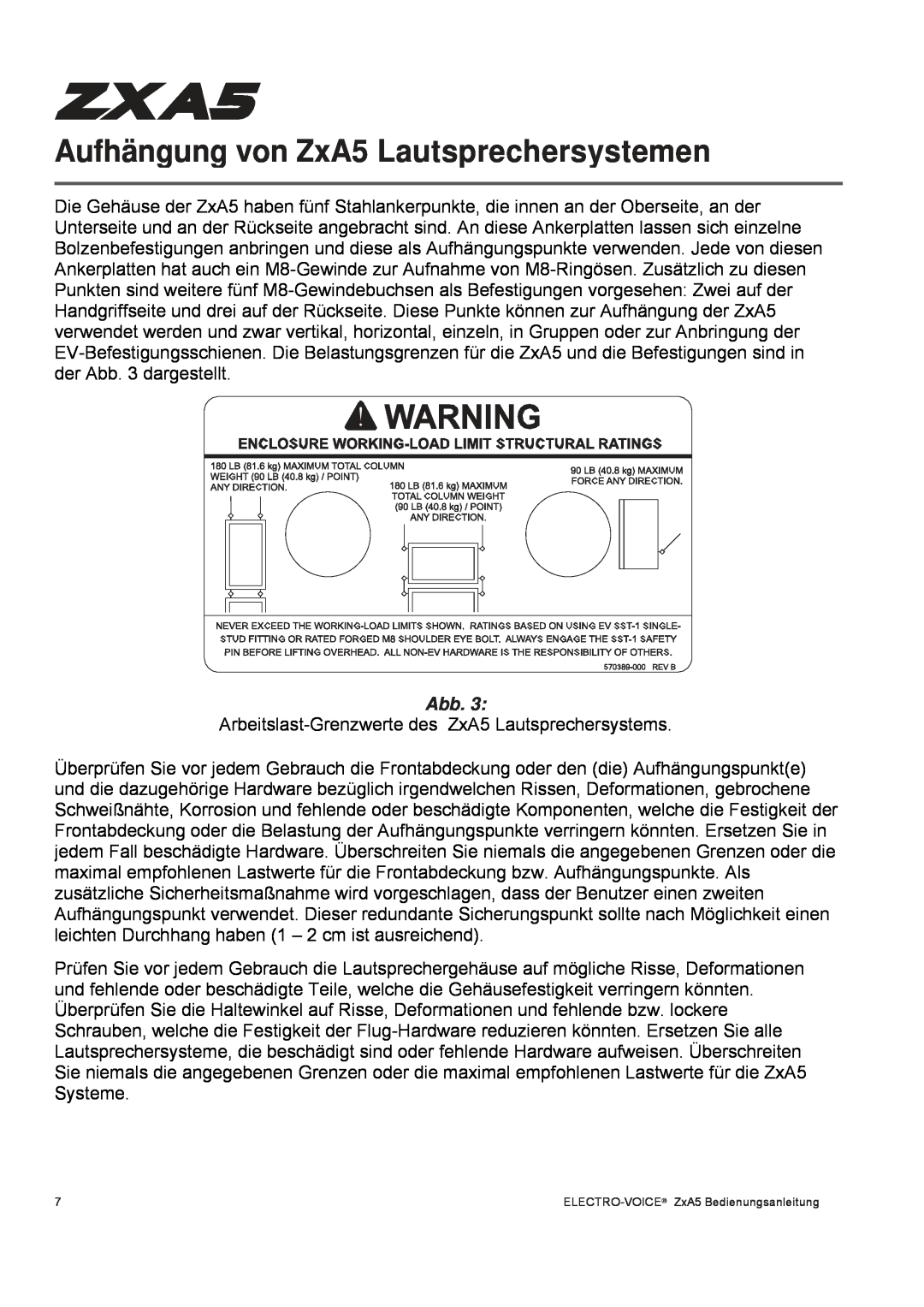 Pentax ZXA5-60, ZXA5-90 owner manual Aufhängung von ZxA5 Lautsprechersystemen, Abb 