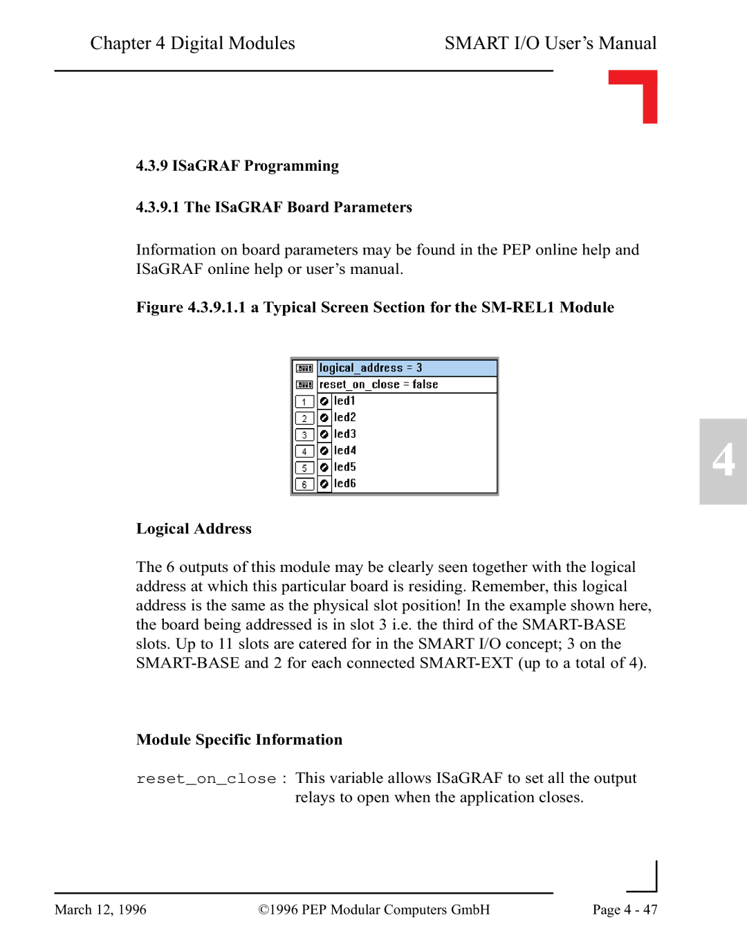 Pepper Computer RS232, RS485 user manual ISaGRAF Programming ISaGRAF Board Parameters 