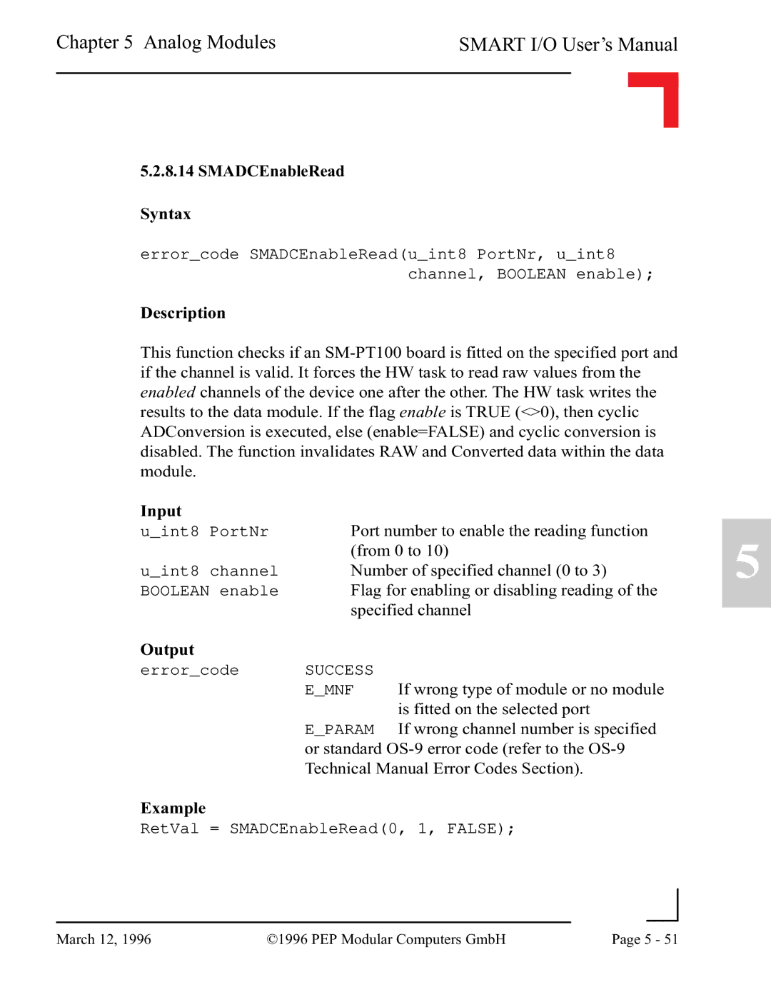 Pepper Computer RS232, RS485 user manual SMADCEnableRead Syntax 