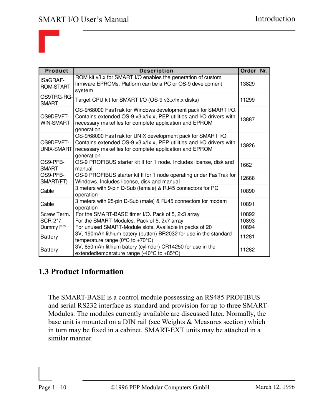 Pepper Computer RS485, RS232 user manual Product Information, Esc r i p t io n 