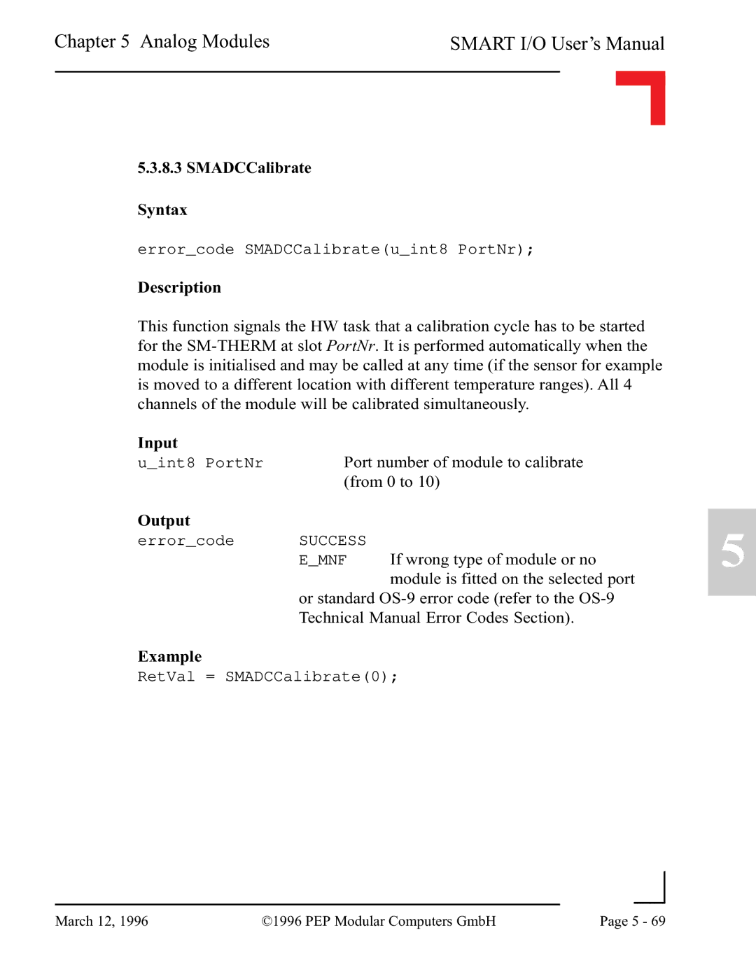 Pepper Computer RS232, RS485 user manual SMADCCalibrate Syntax 