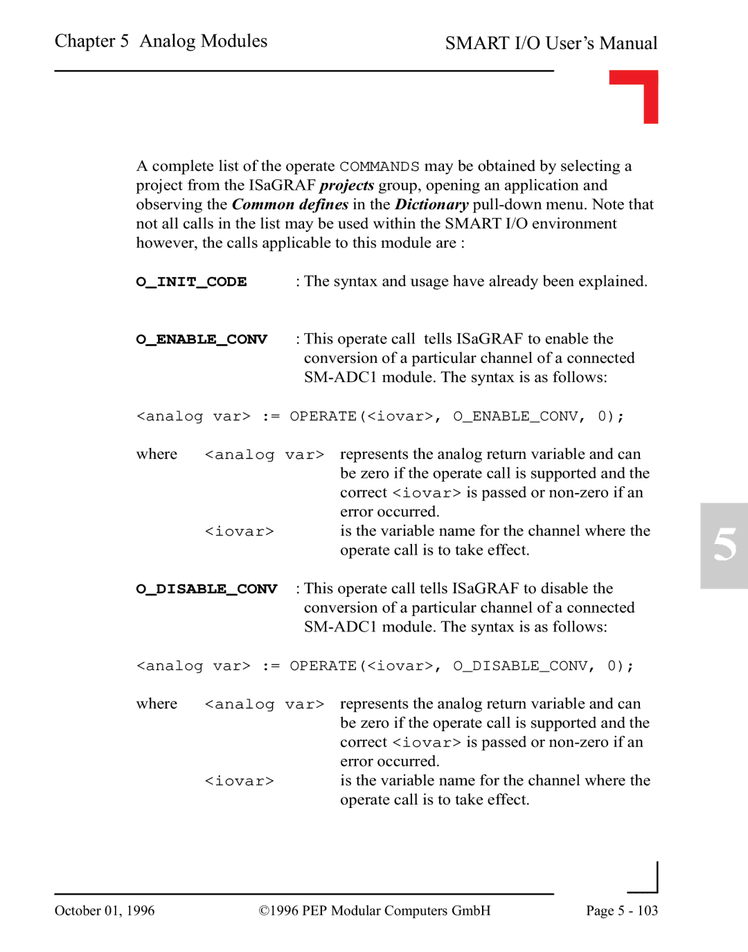 Pepper Computer RS232, RS485 user manual Represents the analog return variable and can 