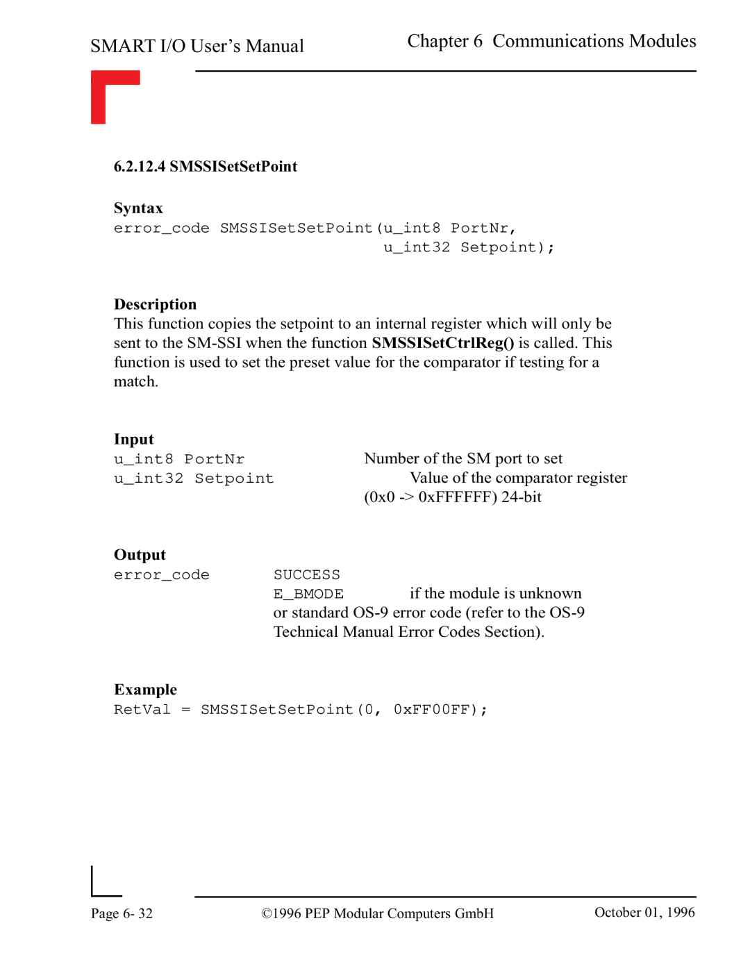 Pepper Computer RS485, RS232 user manual SMSSISetSetPoint Syntax 