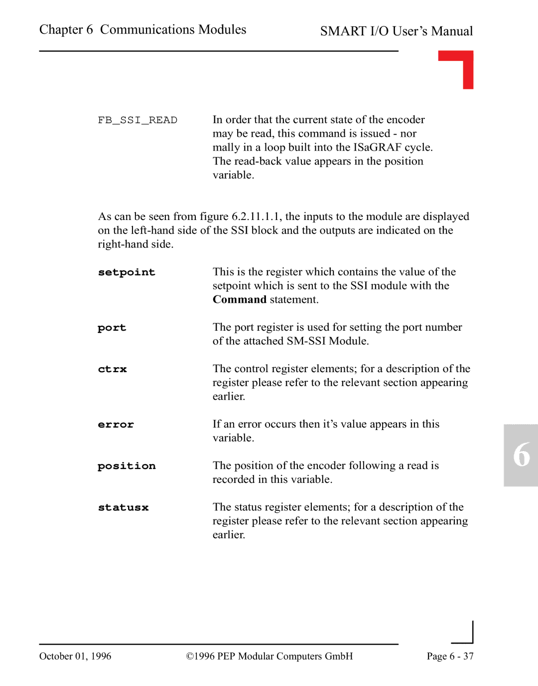 Pepper Computer RS232, RS485 user manual Setpoint Port Ctrx Error Position Statusx 