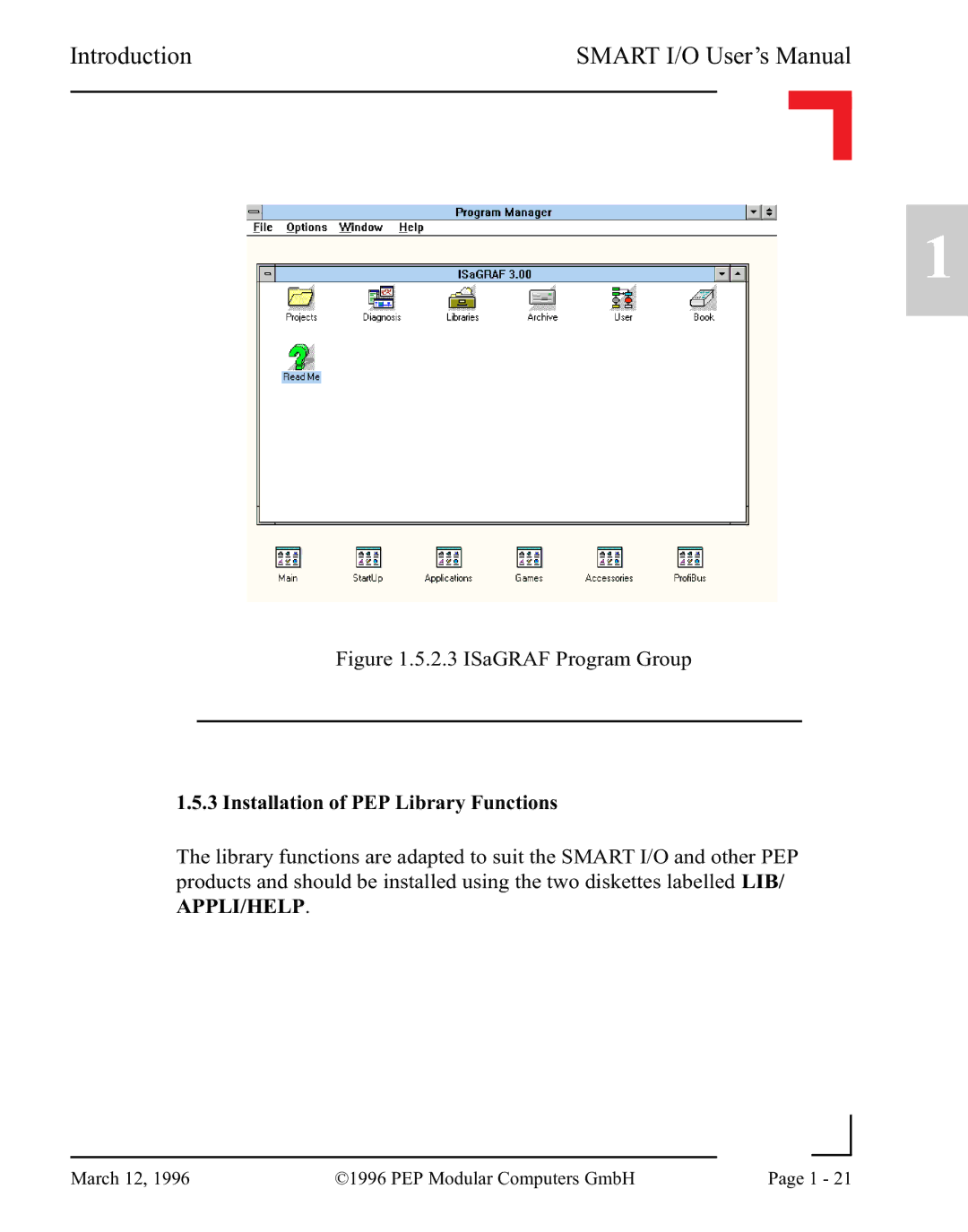 Pepper Computer RS232, RS485 user manual ISaGRAF Program Group, Installation of PEP Library Functions 