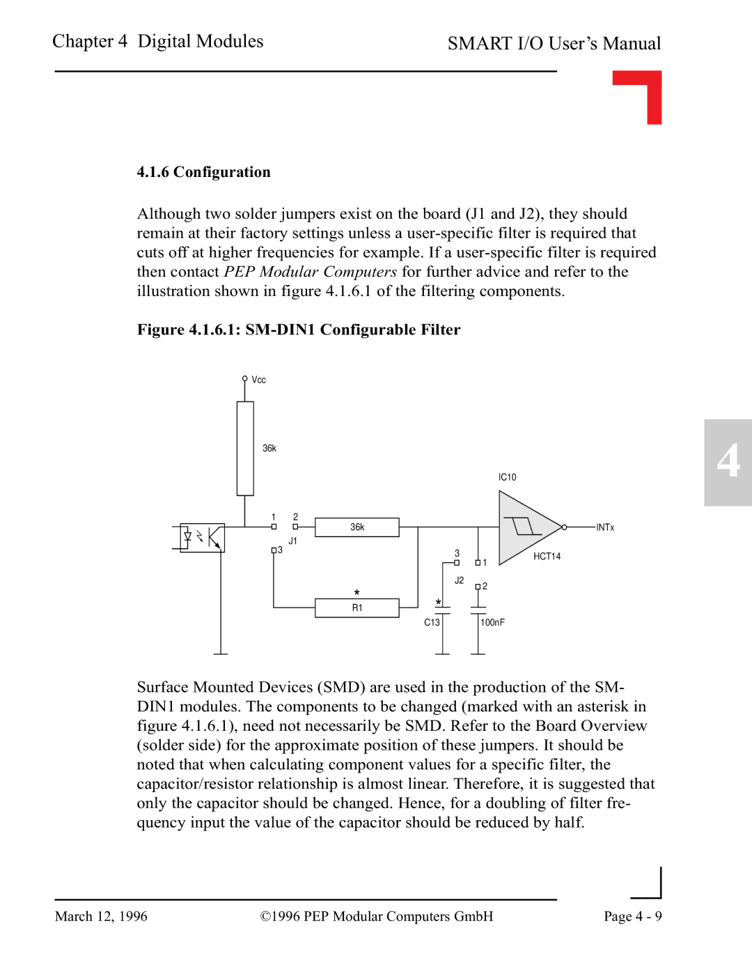 Pepper Computer RS232, RS485 user manual Configuration, SM-DIN1 Configurable Filter 