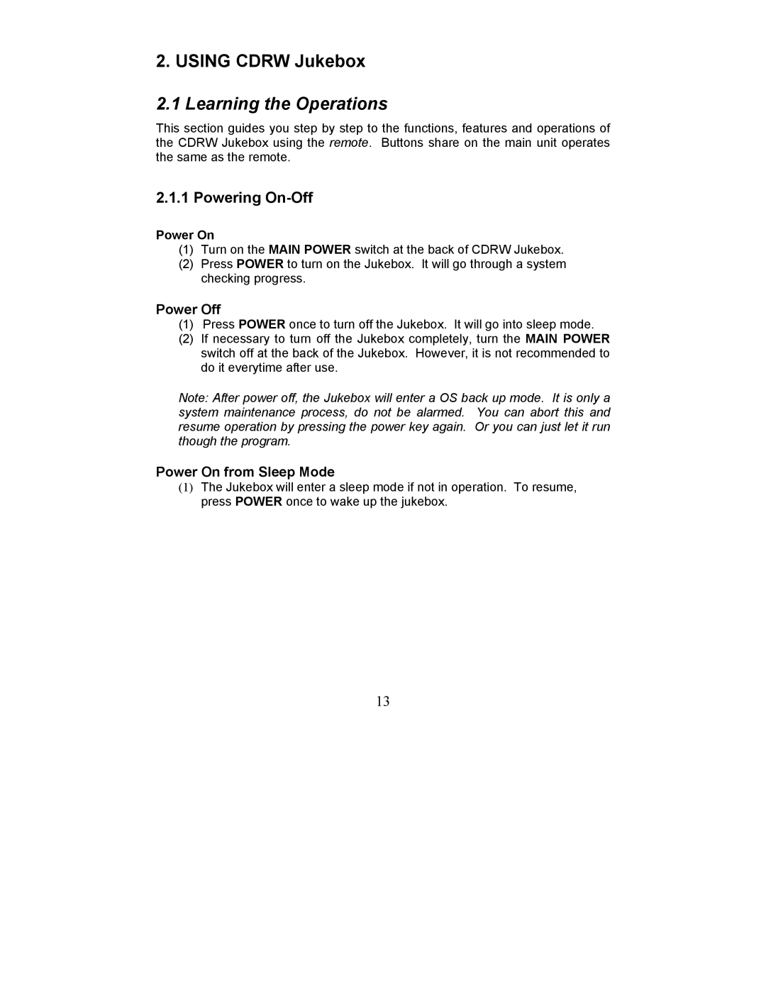 Perception Digital PD - 450 - 01 user manual Learning the Operations, Powering On-Off, Power On 