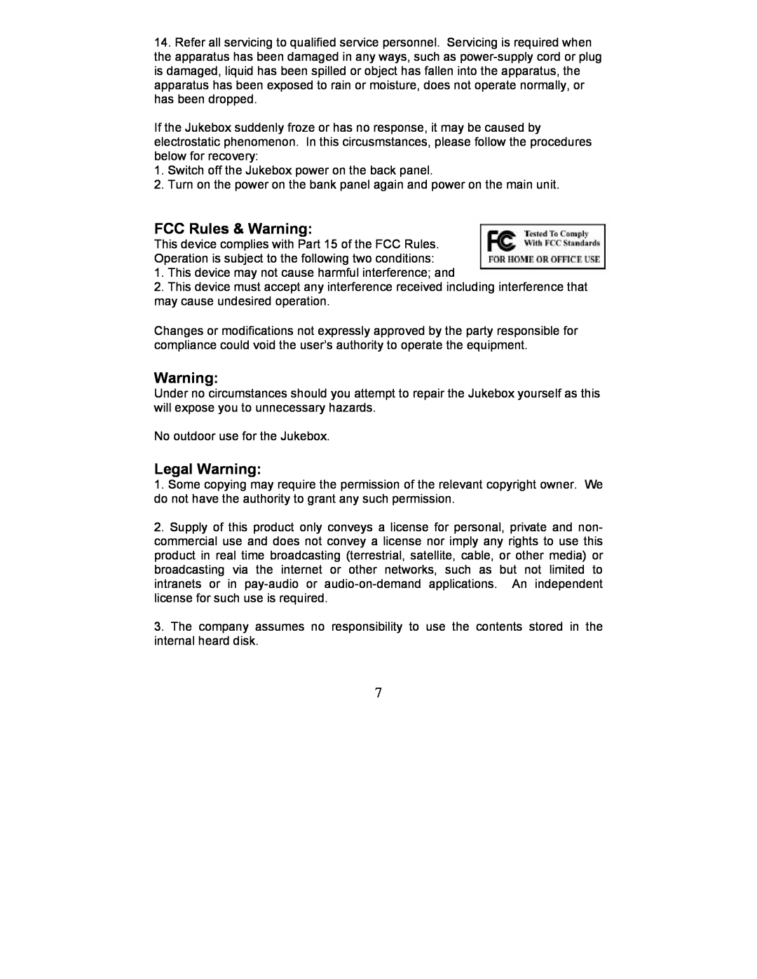 Perception Digital PD - 450 - 01 user manual FCC Rules & Warning, Legal Warning 