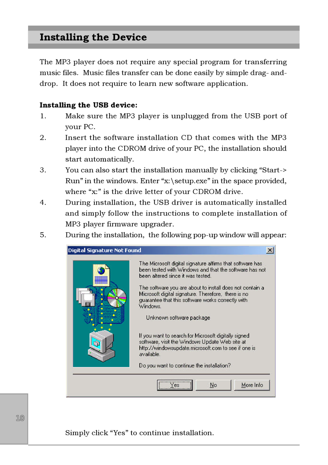 Perception Digital PD-090-02 user manual Installing the Device, Installing the USB device 