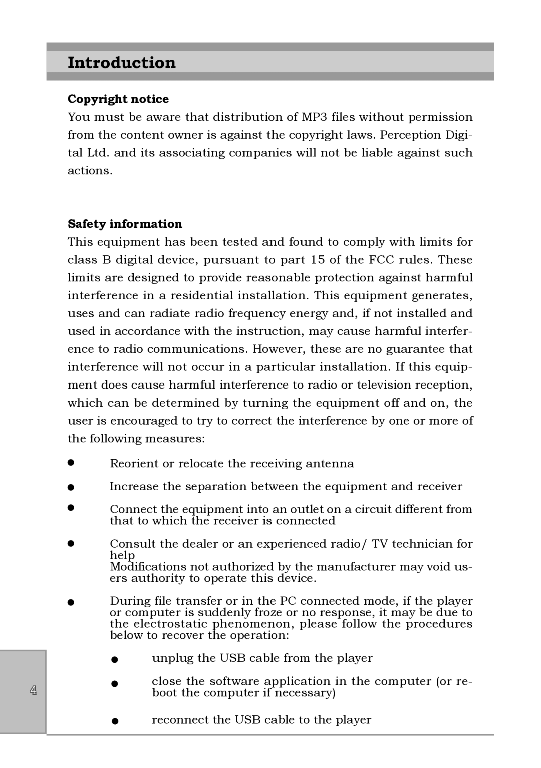 Perception Digital PD-090-02 user manual Copyright notice Safety information 